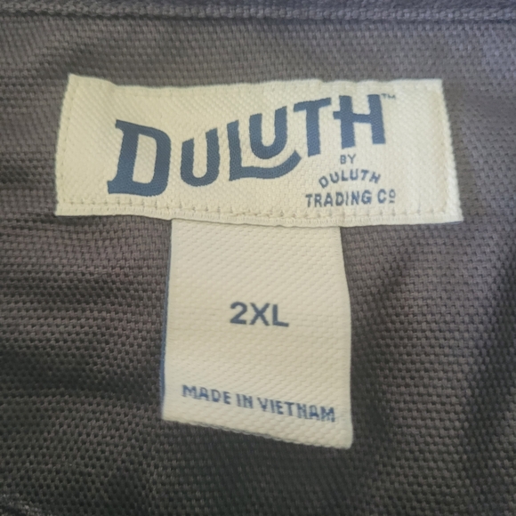 Duluth Trading Jacket Men 2XL Gray Long Sleeve Canvas Flannel Lined Coat Pockets - Picture 3 of 9
